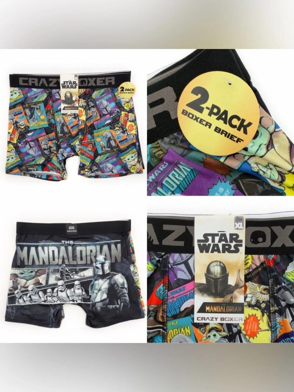 Star Wars The Mandalorian Crazy Boxer Briefs Mens XL Underwear Grogu Baby Yoda